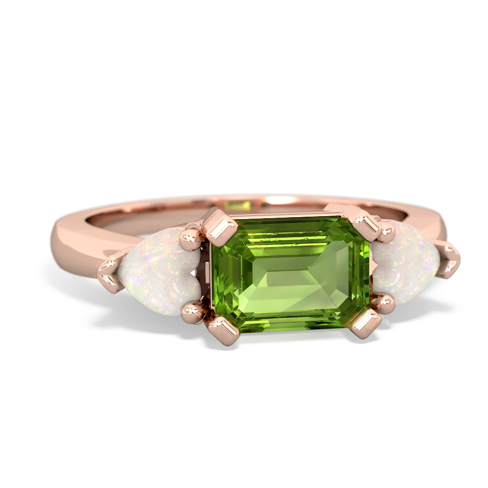 Peridot Three Stone 14K Rose Gold ring R5235