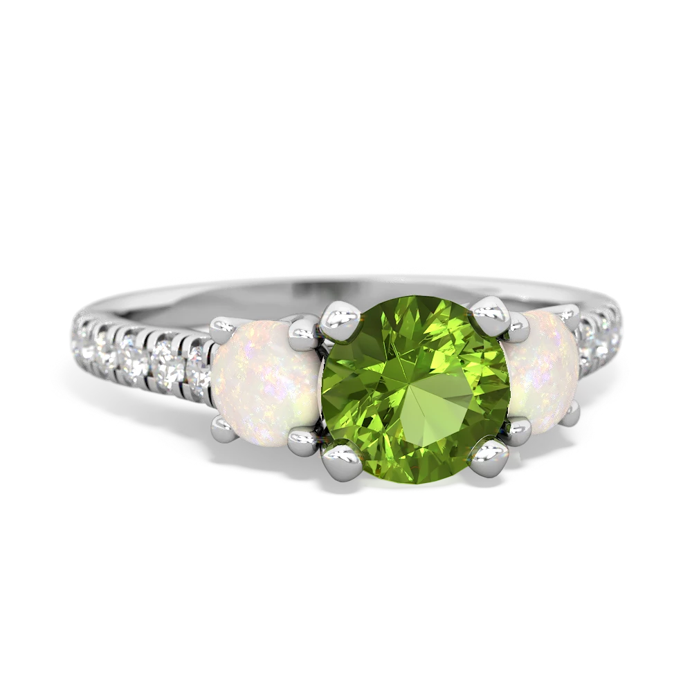 Peridot Pave Trellis 14K White Gold ring R5500