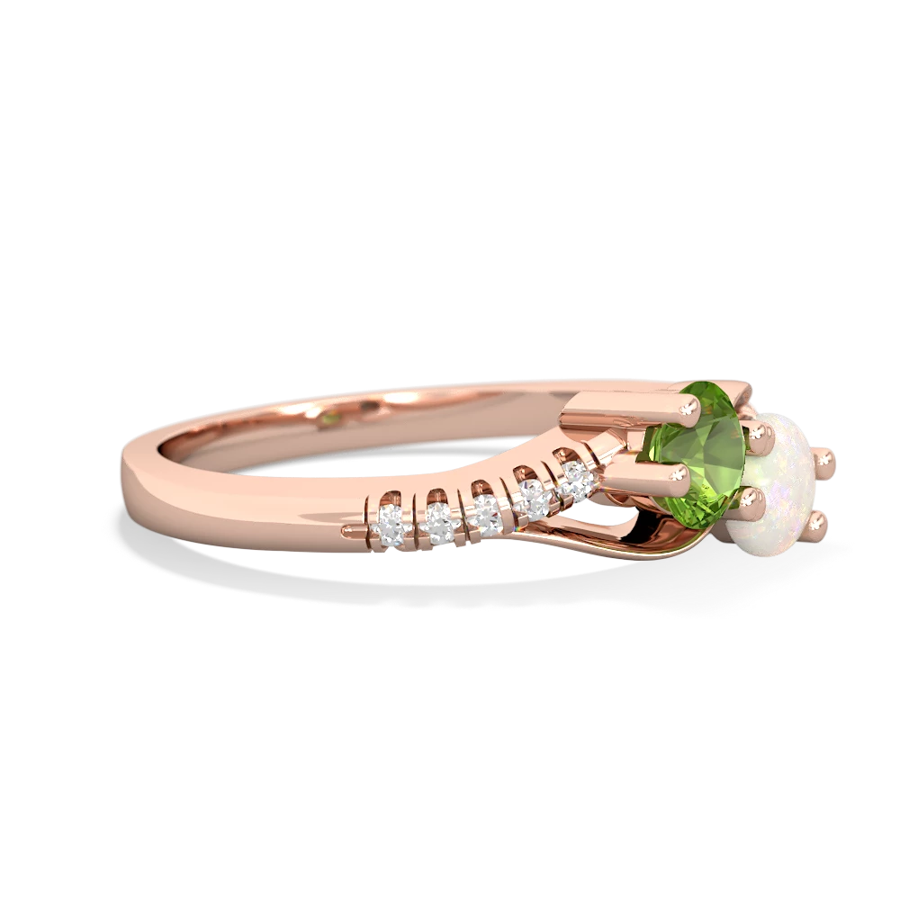 Peridot Infinity Pave Two Stone 14K Rose Gold ring R5285