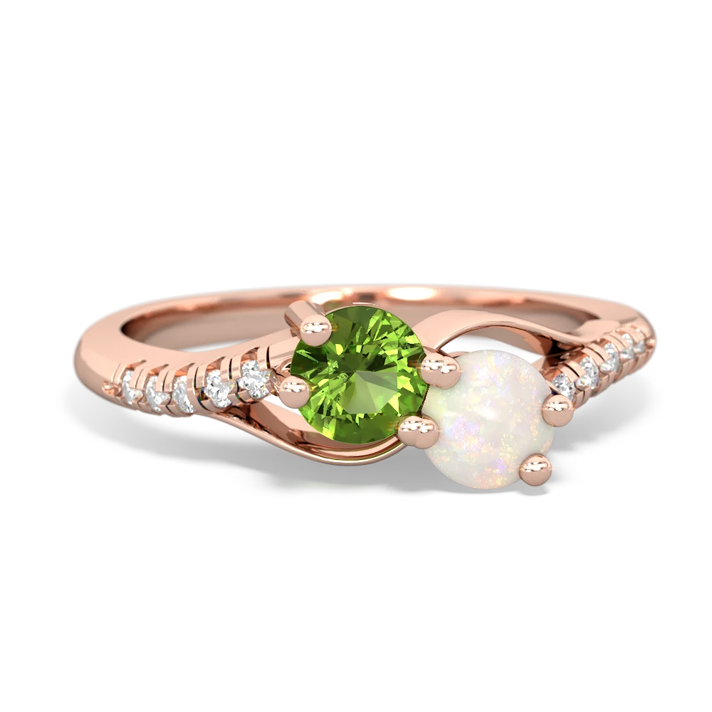 Peridot Infinity Pave Two Stone 14K Rose Gold ring R5285