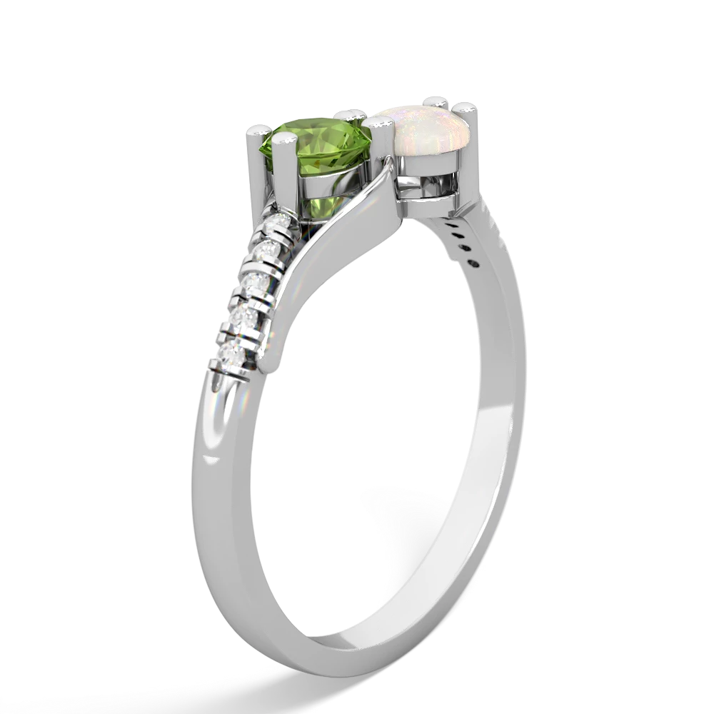 Peridot Infinity Pave Two Stone 14K White Gold ring R5285