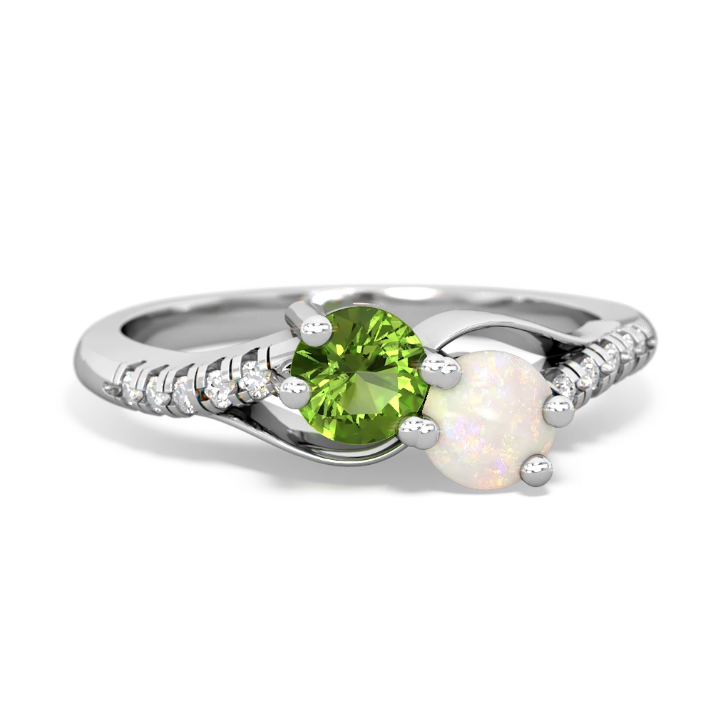 Peridot Infinity Pave Two Stone 14K White Gold ring R5285