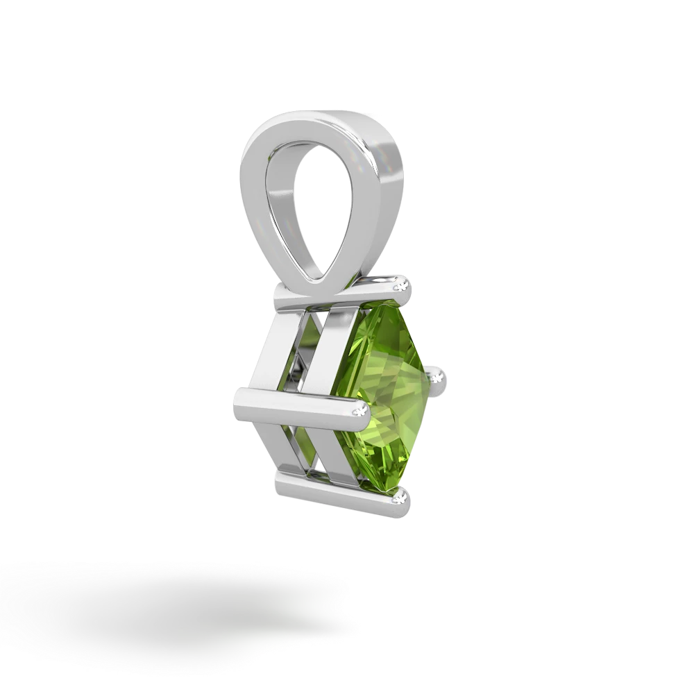 Peridot 5Mm Princess Solitaire 14K White Gold pendant P1789