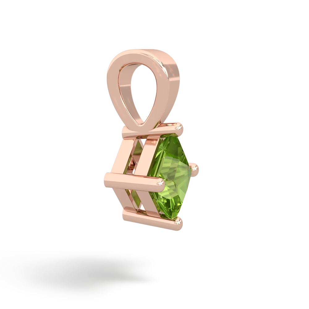 Peridot 5Mm Princess Solitaire 14K Rose Gold pendant P1789