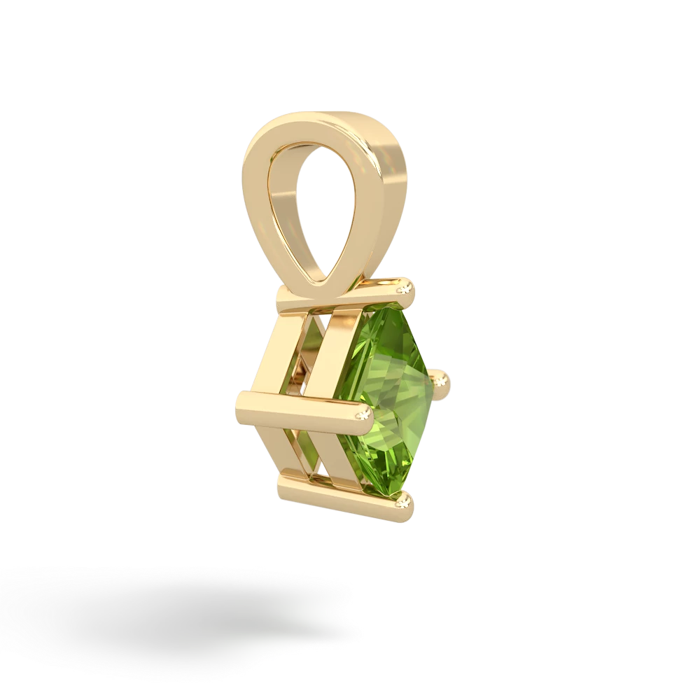 Peridot 5Mm Princess Solitaire 14K Yellow Gold pendant P1789