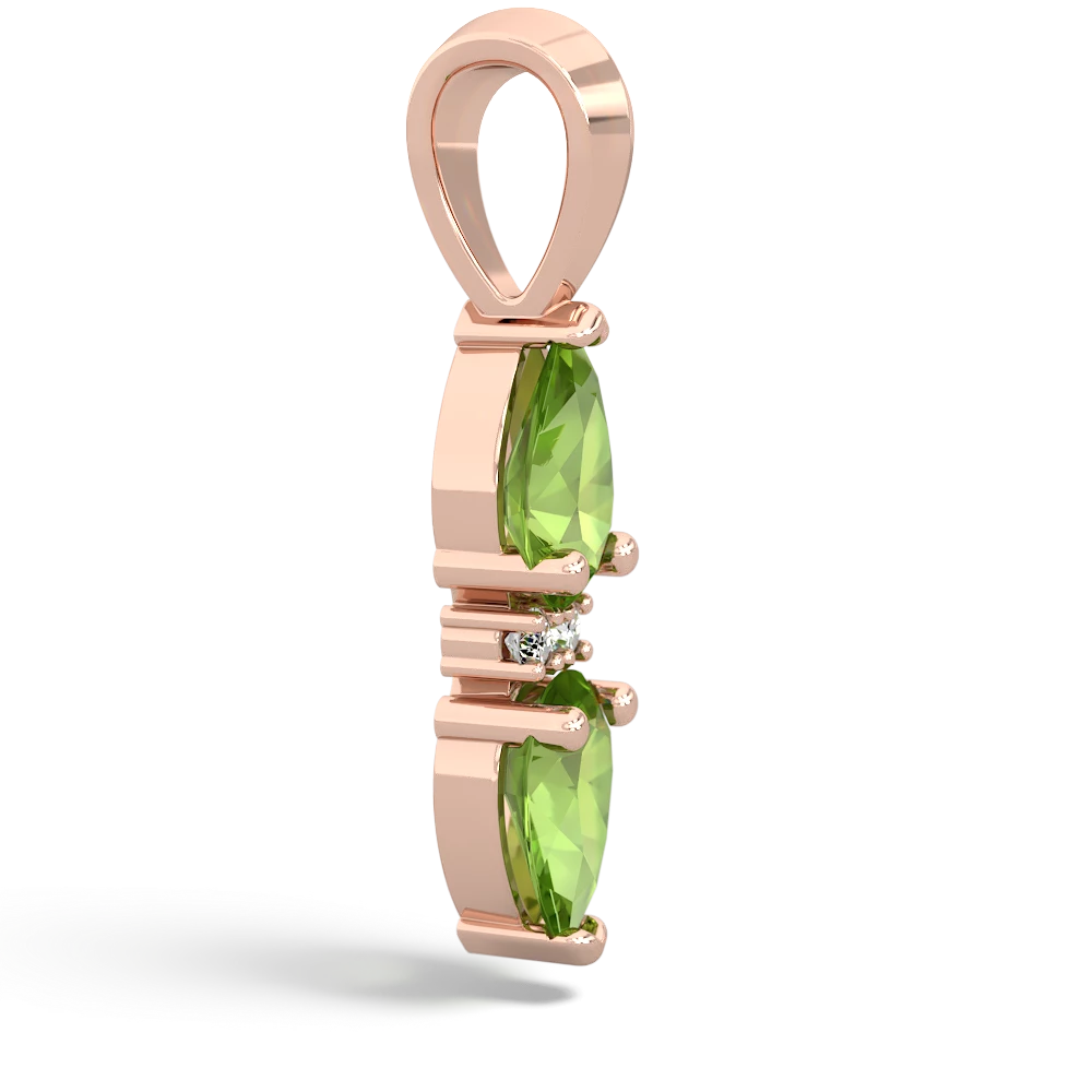 Peridot Bowtie Drop 14K Rose Gold pendant P0865