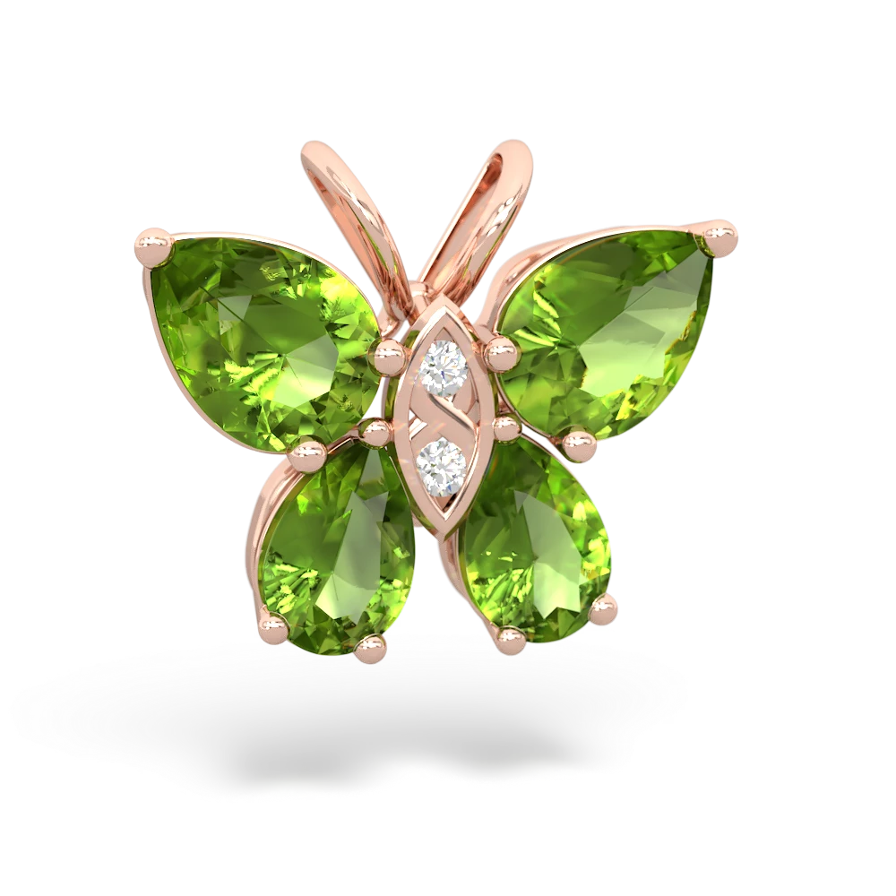 Peridot Butterfly 14K Rose Gold pendant P2215