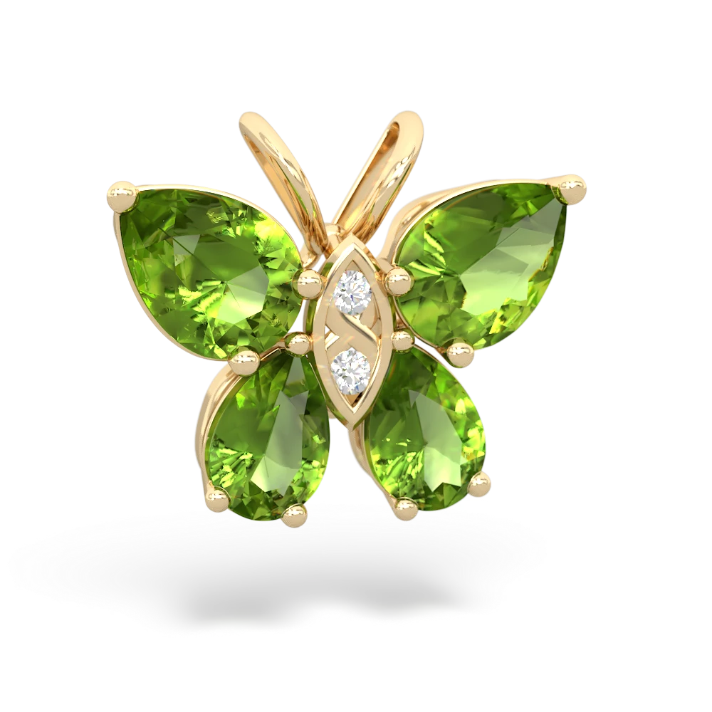 Butterfly Pendant Necklace Citrine Peridot 14K Yellow Gold - Ruby Lane