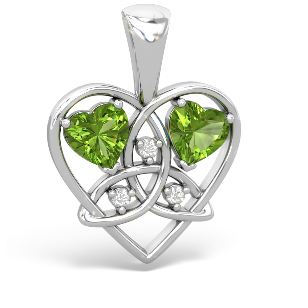 Peridot Celtic Trinity Heart 14K White Gold pendant P5331