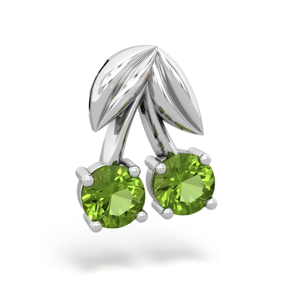 Peridot Sweet Cherries 14K White Gold pendant P7001