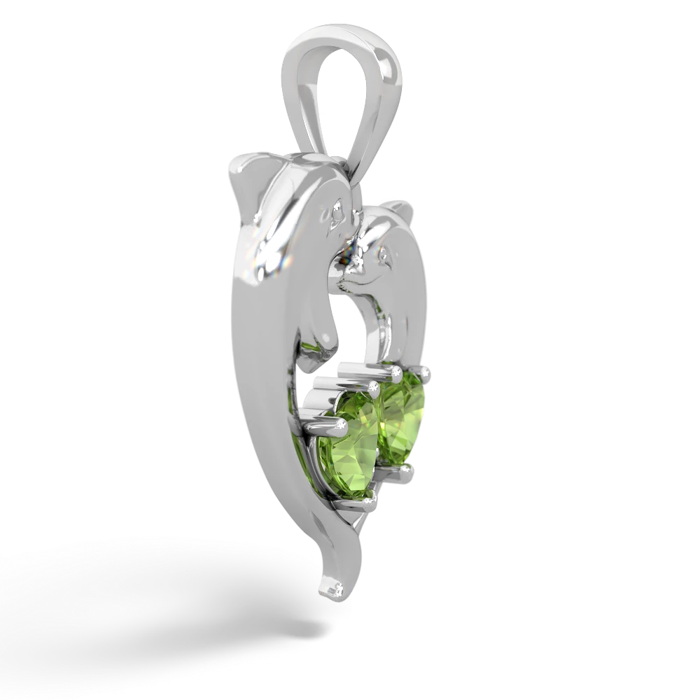 Peridot Dolphin Heart 14K White Gold pendant P5820