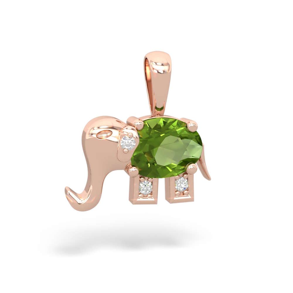 Peridot Elephant 14K Rose Gold pendant P2555