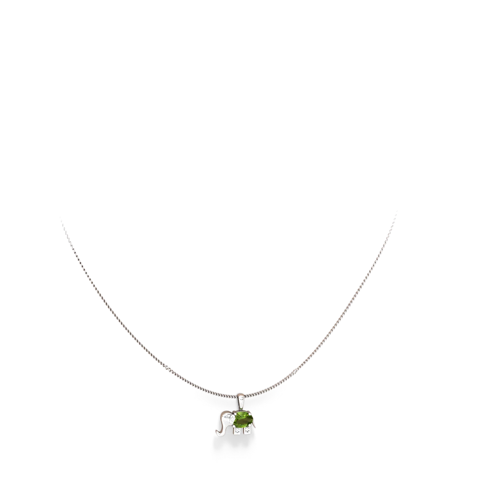 Peridot Elephant 14K White Gold pendant P2555