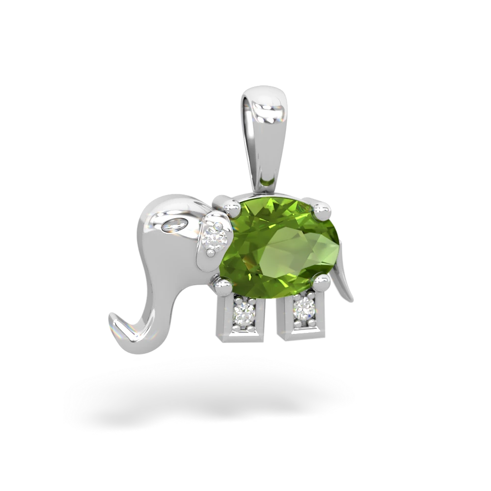 Peridot Elephant 14K White Gold pendant P2555