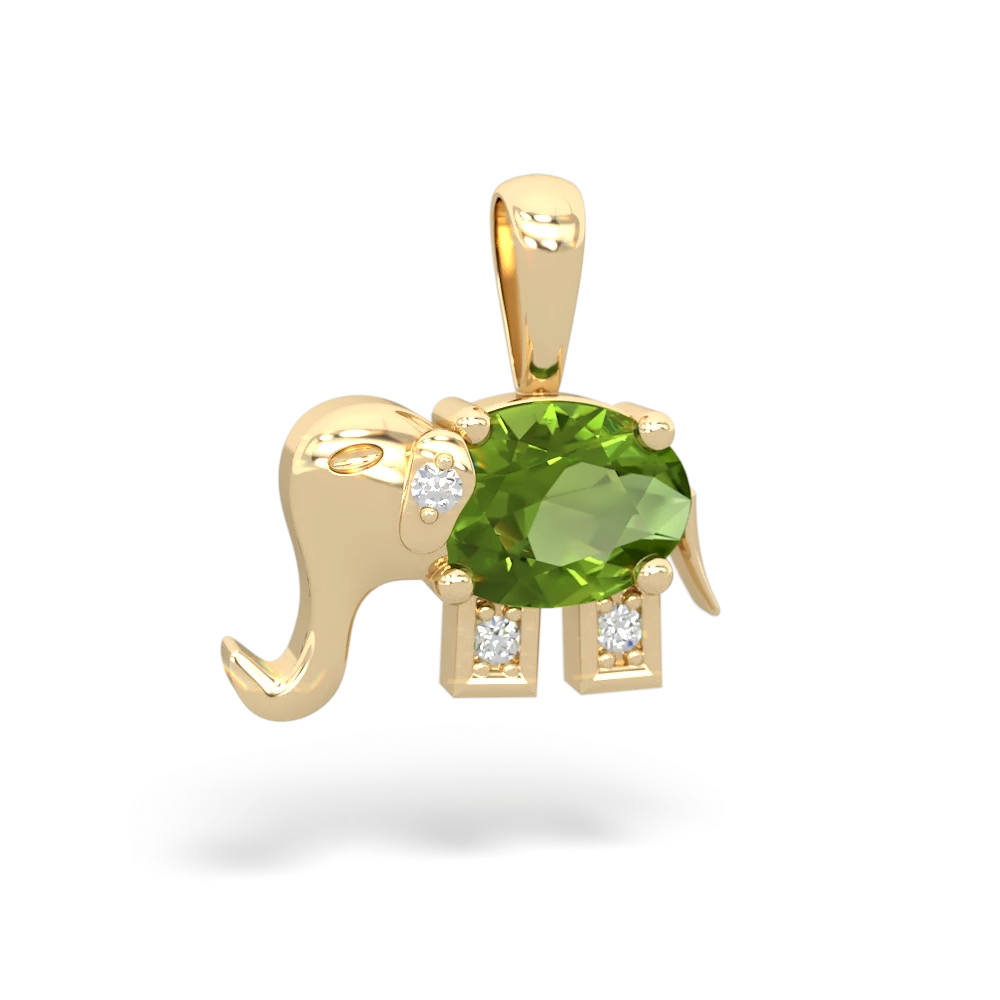 Peridot Elephant 14K Yellow Gold pendant P2555