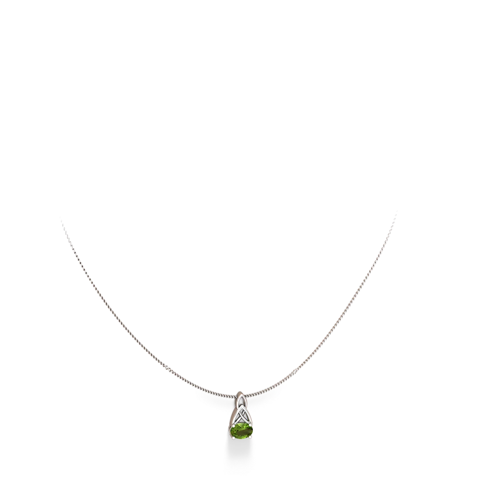 Peridot Celtic Trinity Knot 14K White Gold pendant P2389