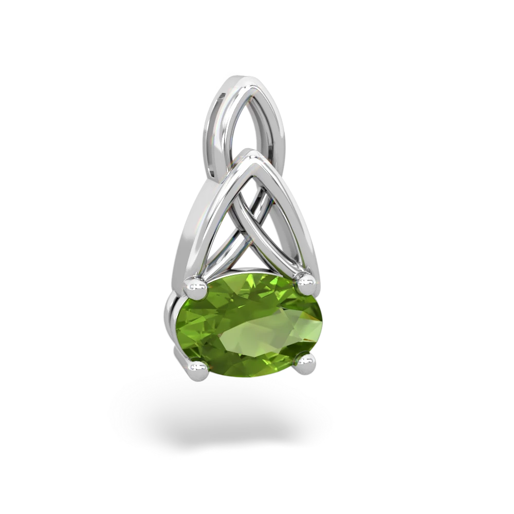 Peridot Celtic Trinity Knot 14K White Gold pendant P2389