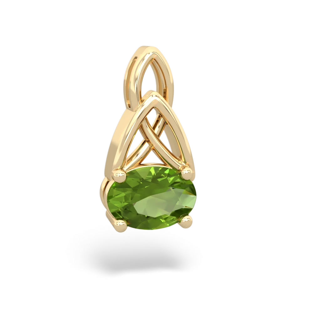 Peridot Celtic Trinity Knot 14K Yellow Gold pendant P2389