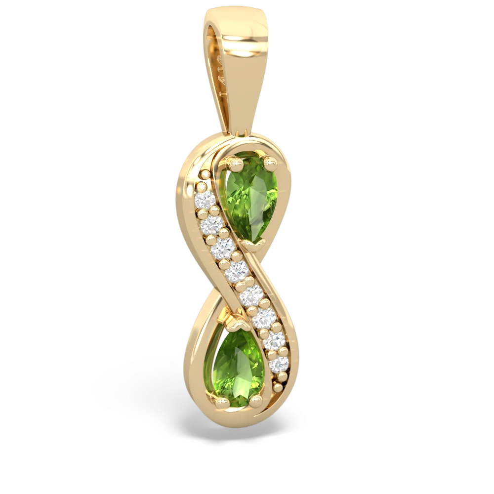 Peridot Diamond Infinity 14K Yellow Gold pendant P5390