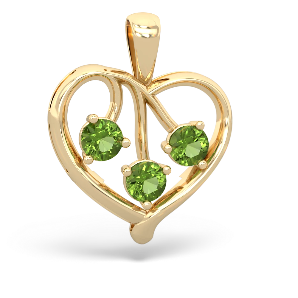 Peridot Glowing Heart 14K Yellow Gold pendant P2233