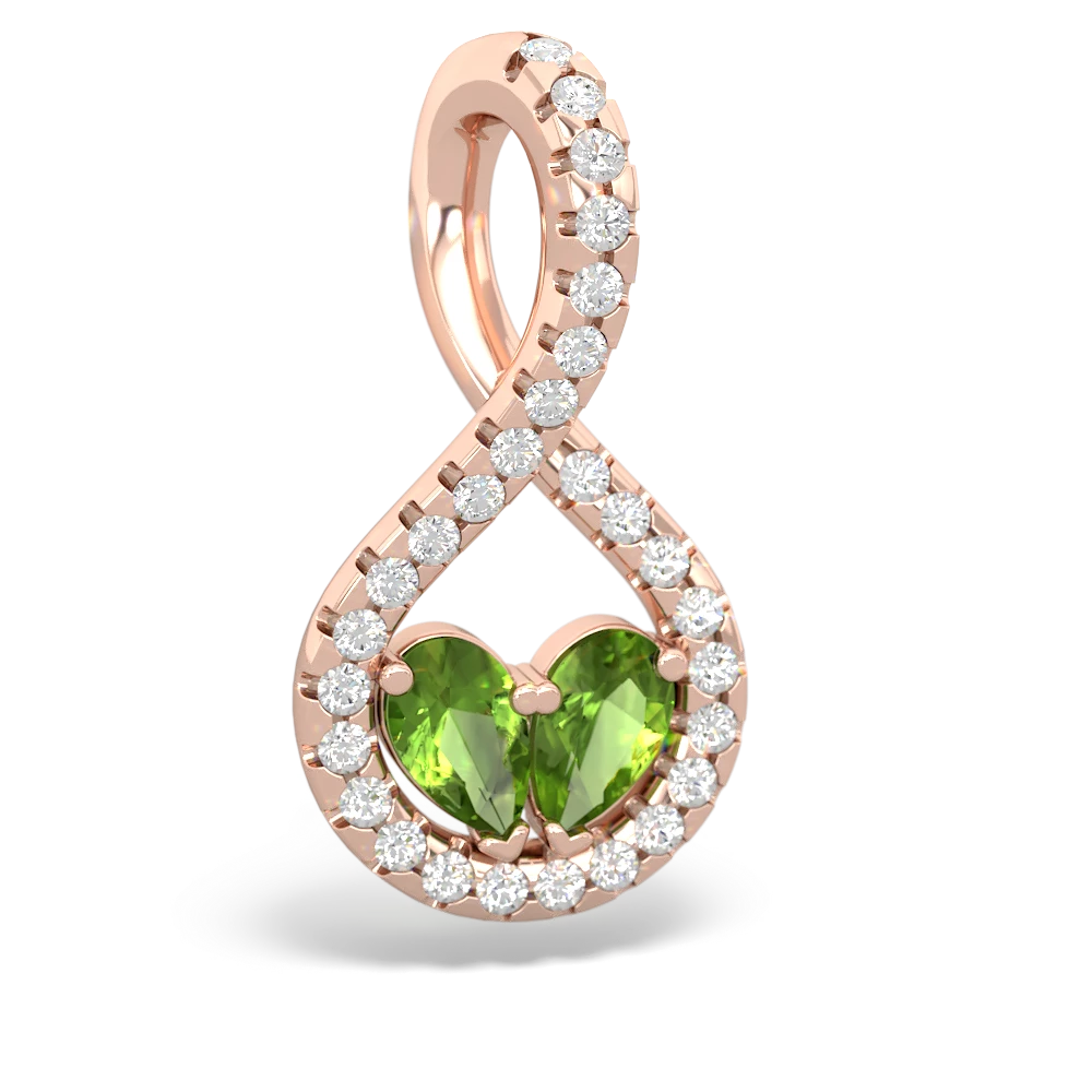 Peridot Pave Twist 'One Heart' 14K Rose Gold pendant P5360