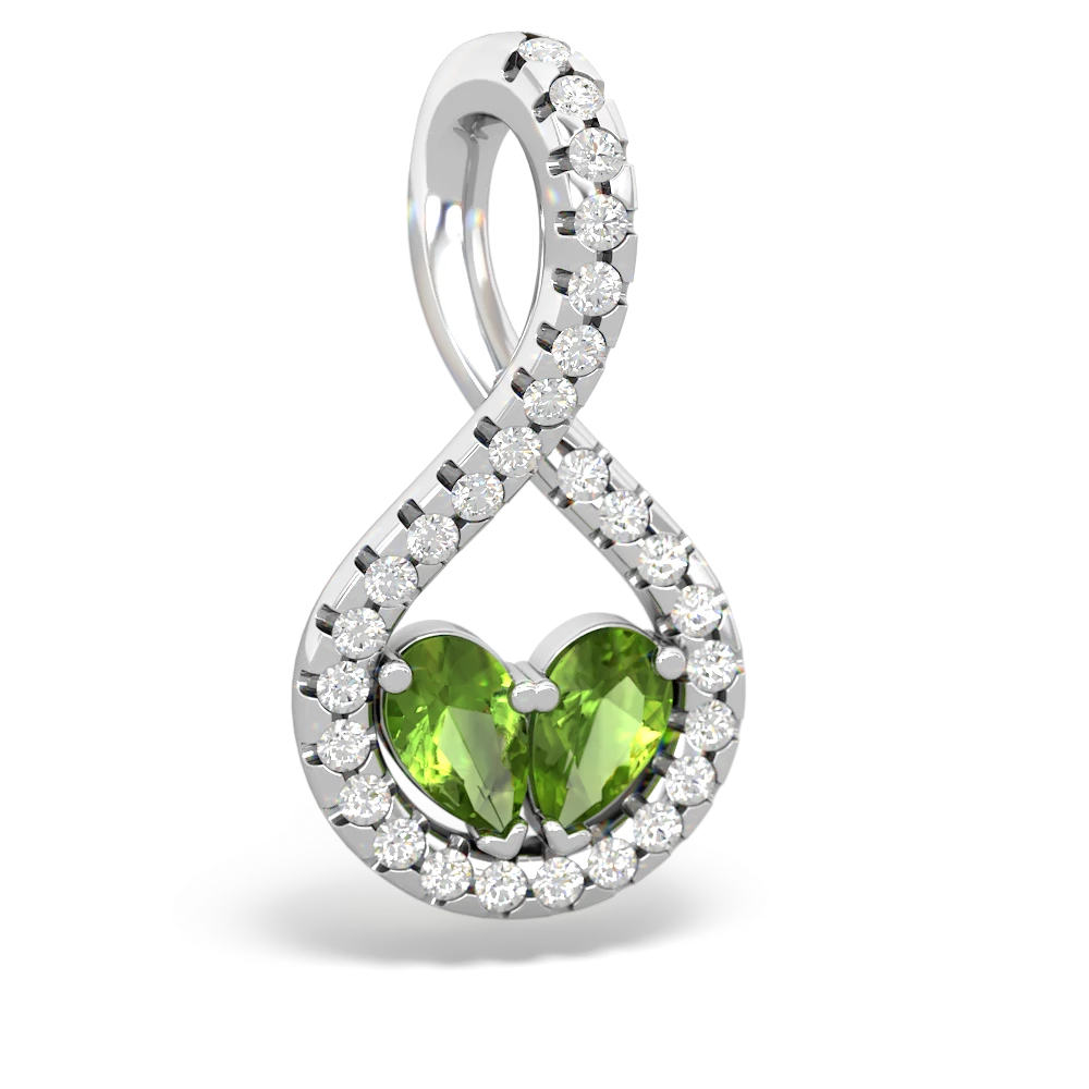 Peridot Pave Twist 'One Heart' 14K White Gold pendant P5360