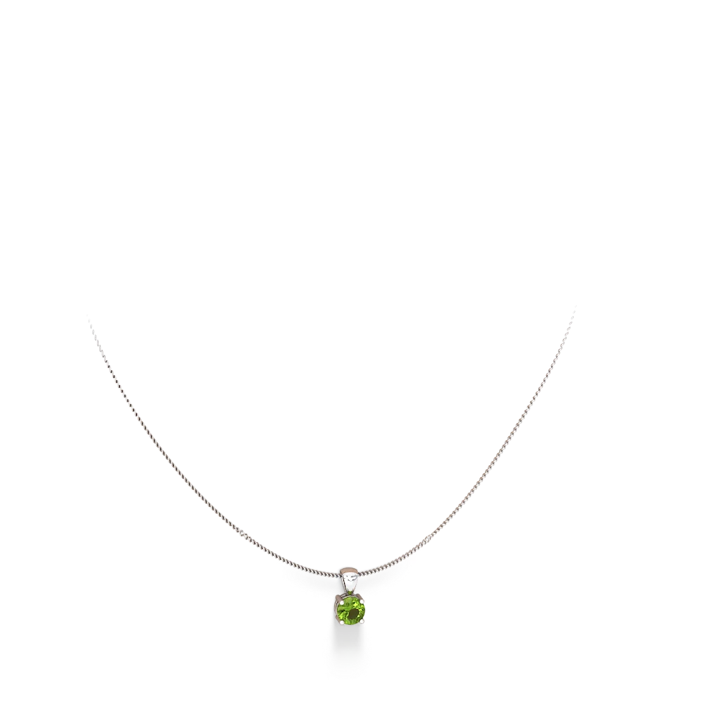 Peridot 6Mm Round Solitaire 14K White Gold pendant P1786