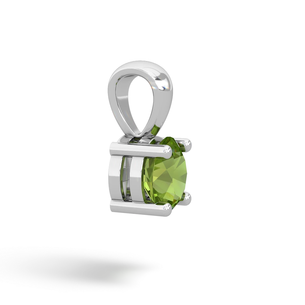 Peridot 6Mm Round Solitaire 14K White Gold pendant P1786