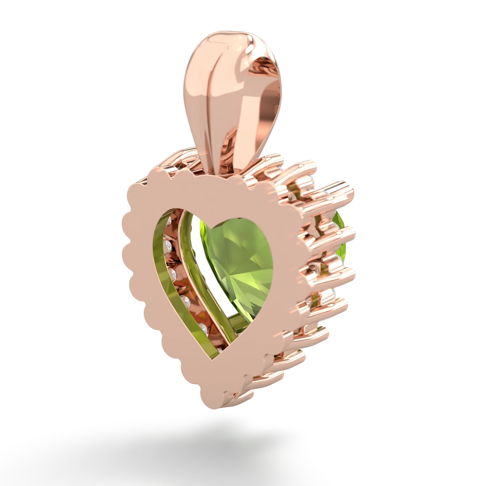 Peridot Sparkling Halo Heart 14K Rose Gold pendant P0391