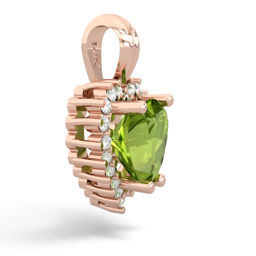 Peridot Sparkling Halo Heart 14K Rose Gold pendant P0391