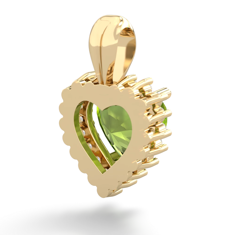 Peridot Sparkling Halo Heart 14K Yellow Gold pendant P0391