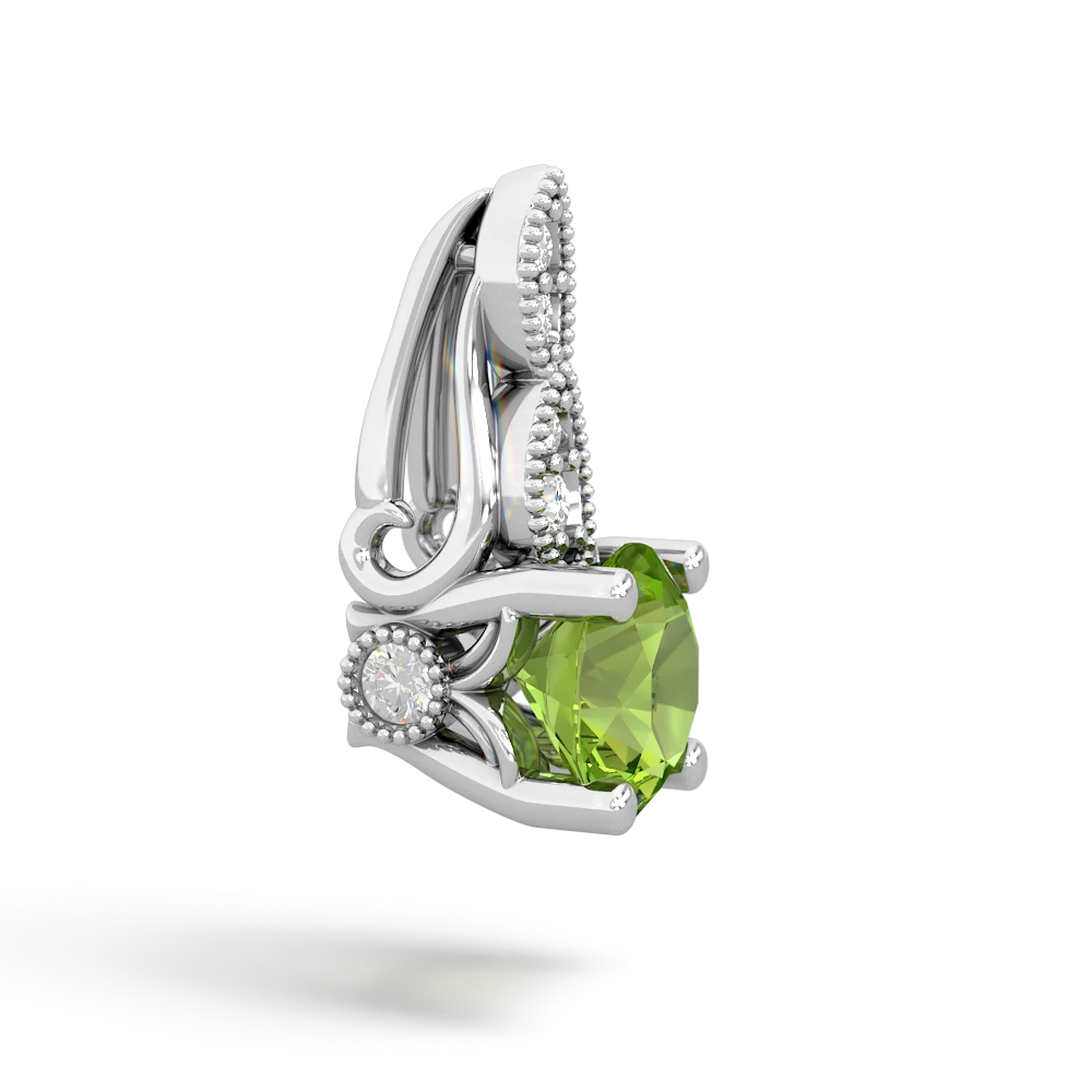 Peridot Antique Elegance 14K White Gold pendant P3100