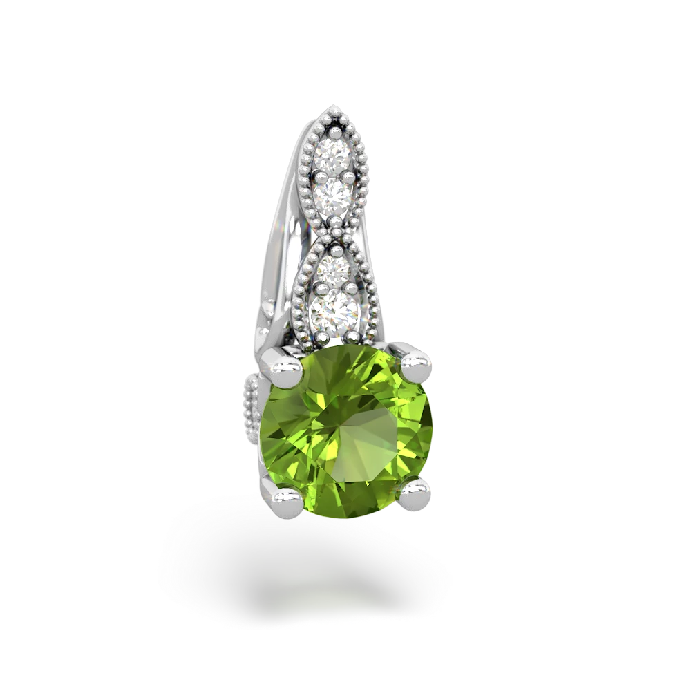 Peridot Antique Elegance 14K White Gold pendant P3100