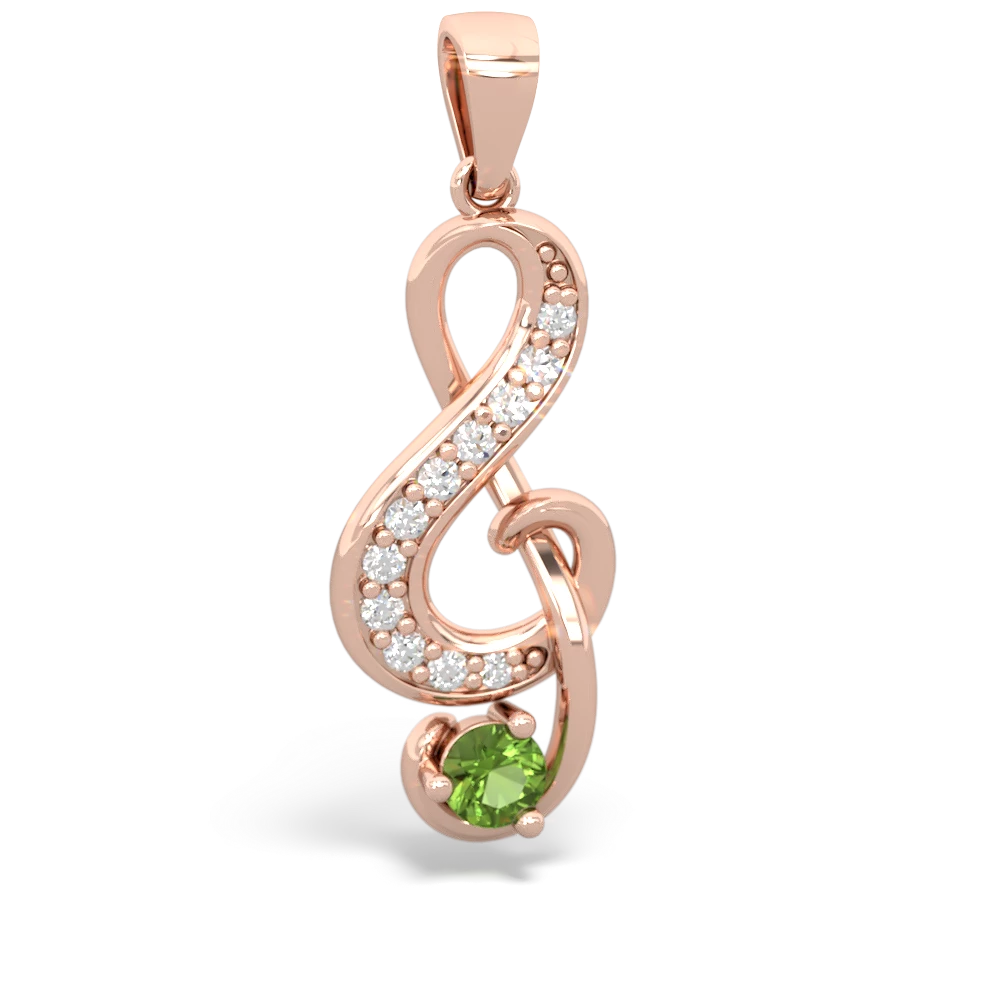 Peridot G-Clef Music 14K Rose Gold pendant P5830