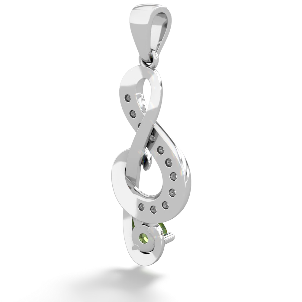 Peridot G-Clef Music 14K White Gold pendant P5830