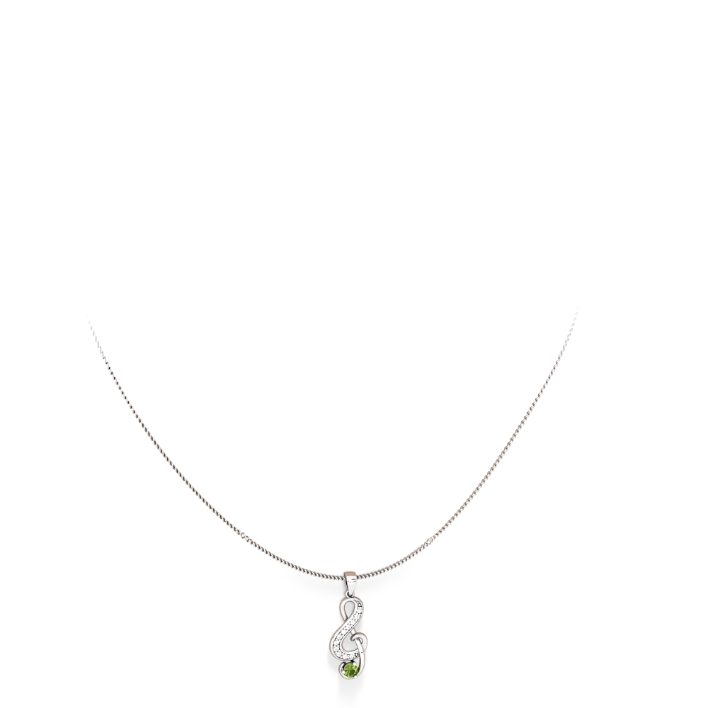 Peridot G-Clef Music 14K White Gold pendant P5830