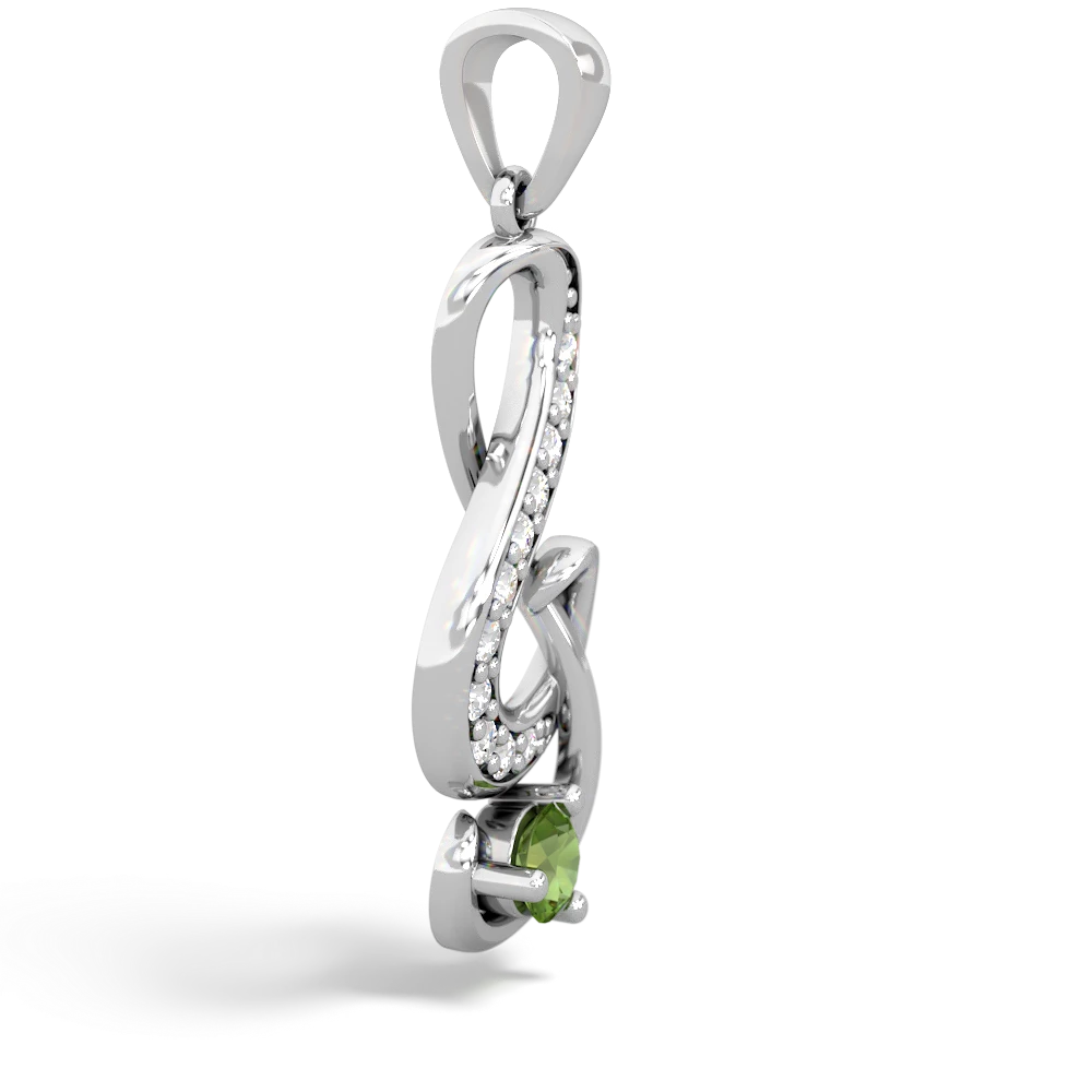 Peridot G-Clef Music 14K White Gold pendant P5830