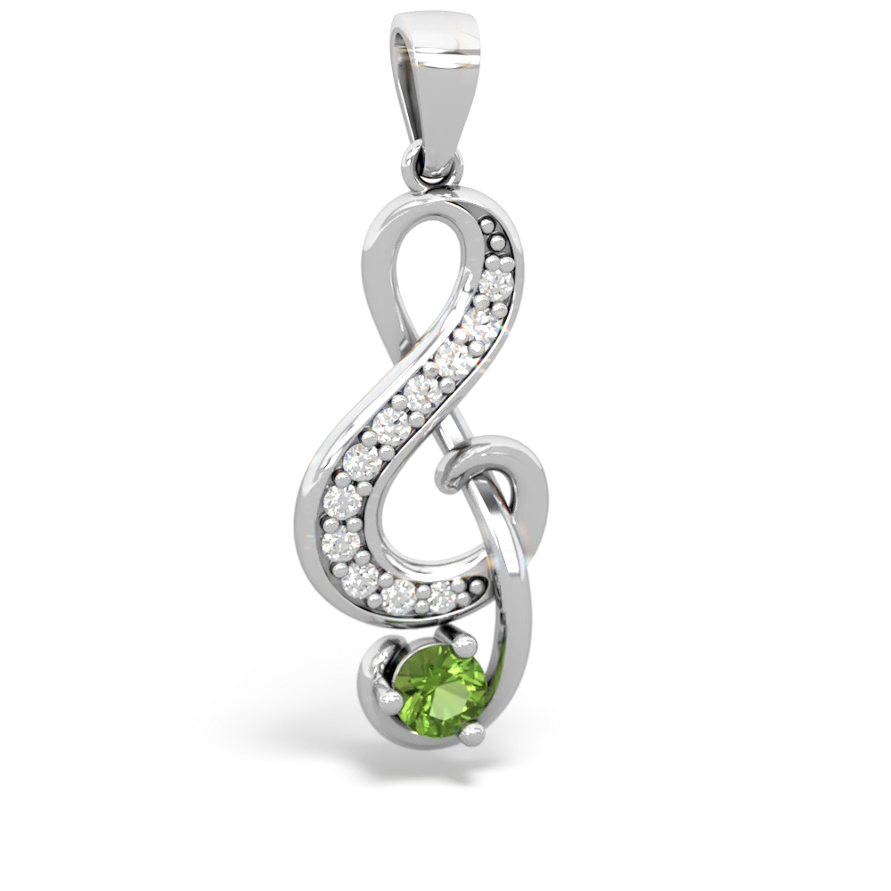 Peridot G-Clef Music 14K White Gold pendant P5830