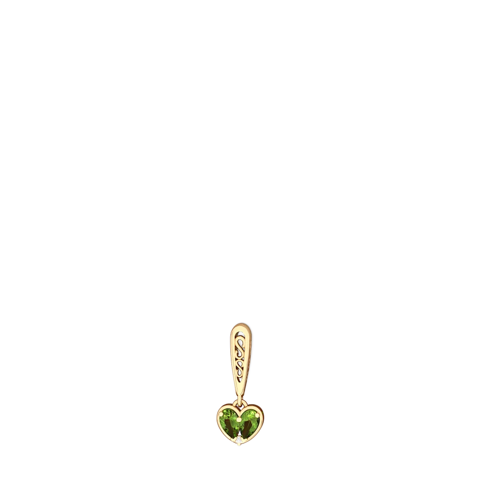 Peridot Filligree Heart 14K Yellow Gold earrings E5070