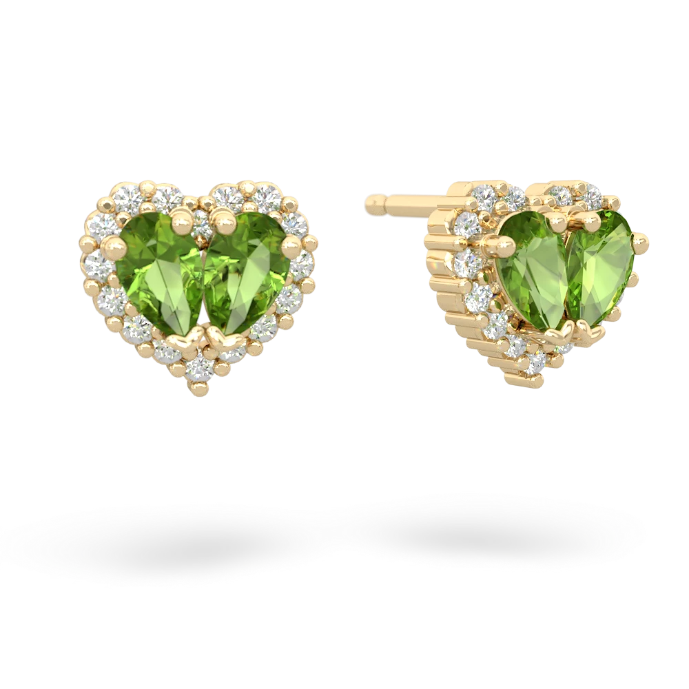 Peridot Halo 14K Yellow Gold earrings E7008