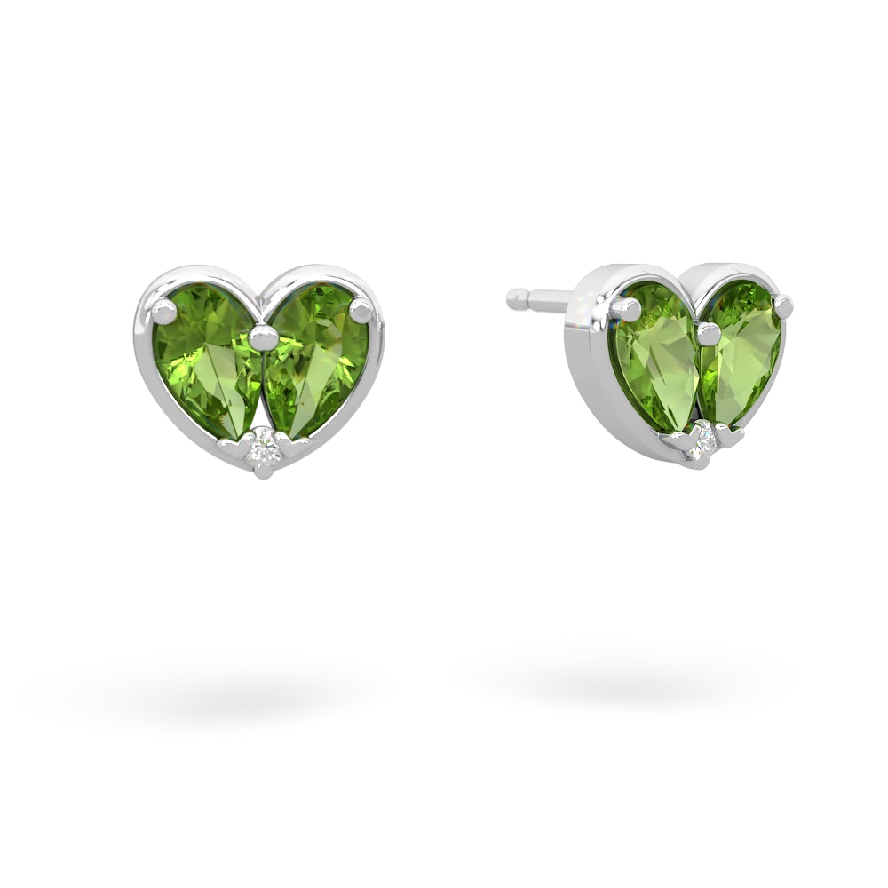 Peridot 'Our Heart' 14K White Gold earrings E5072