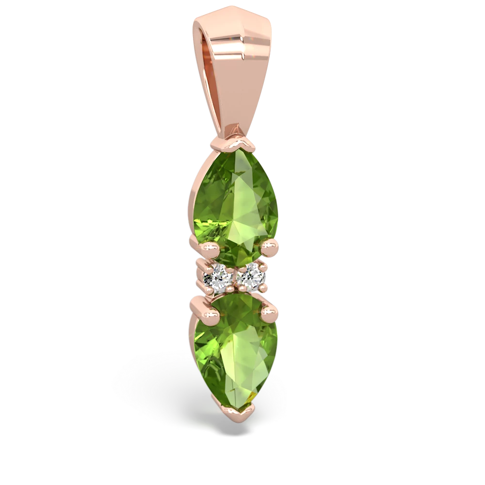 Peridot Bowtie Drop 14K Rose Gold pendant P0865