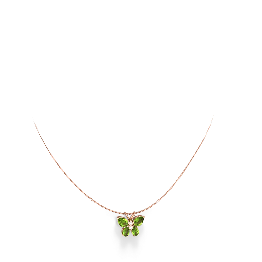 Peridot Butterfly 14K Rose Gold pendant P2215