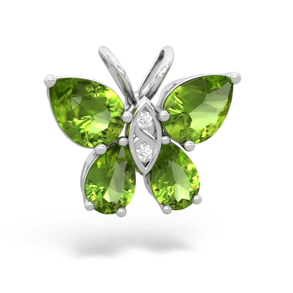 Peridot Butterfly 14K White Gold pendant P2215