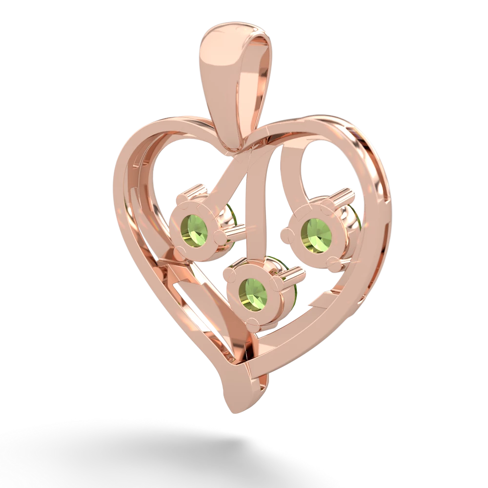 Garnet Glowing Heart 14K Rose Gold pendant P2233