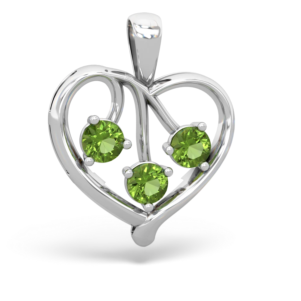 Emerald Glowing Heart 14K White Gold pendant P2233