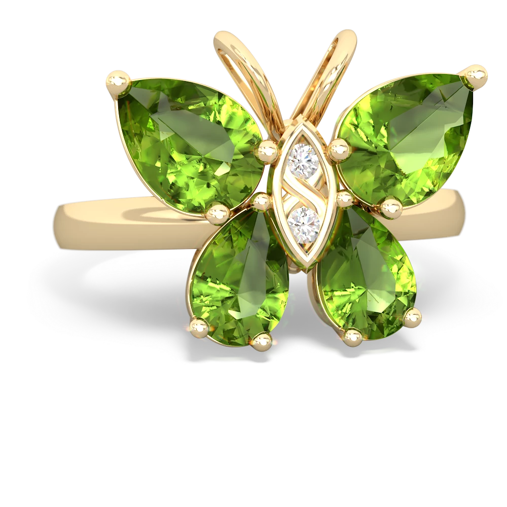 Peridot Butterfly 14K Yellow Gold ring R2215