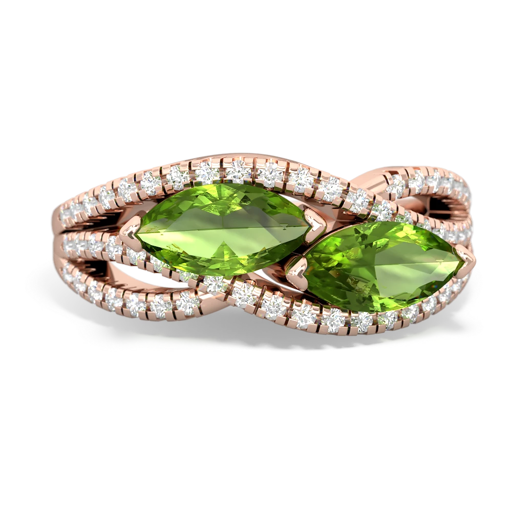 Peridot Diamond Rivers 14K Rose Gold ring R3070