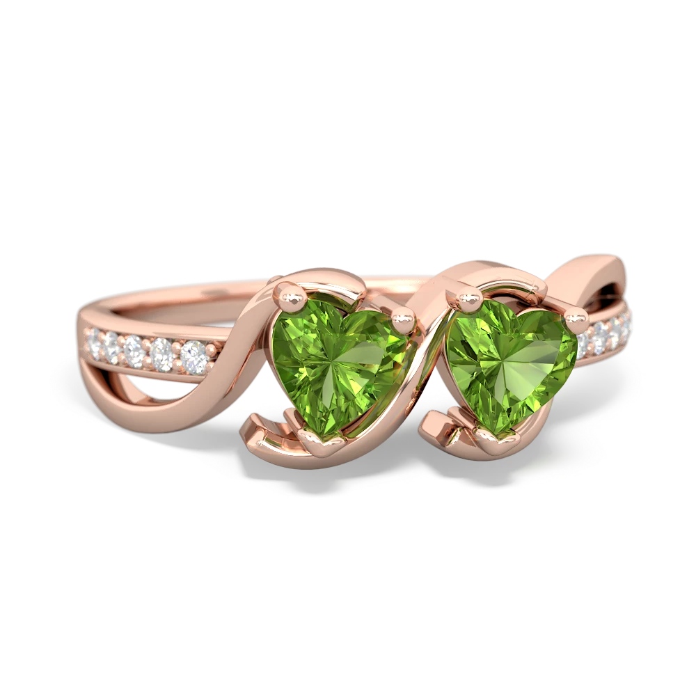 Peridot Side By Side 14K Rose Gold ring R3090