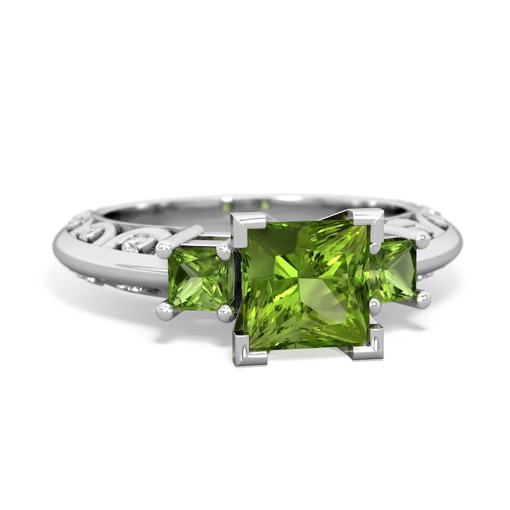 Lab Emerald Eternal Embrace Engagement 14K White Gold ring C2001